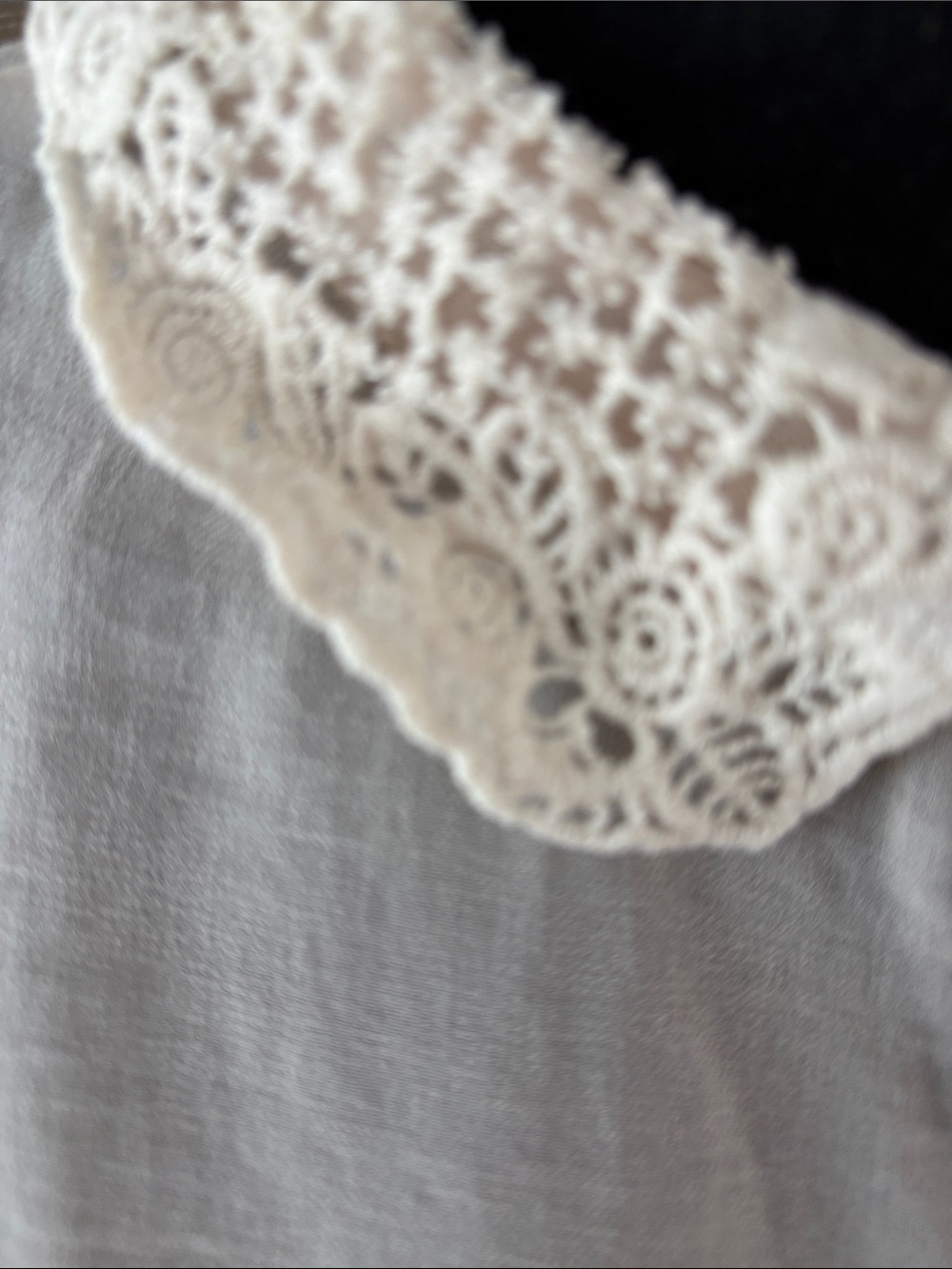 Lace Collar Short Sleeve Blouse — Cream - Picture 3 of 8
